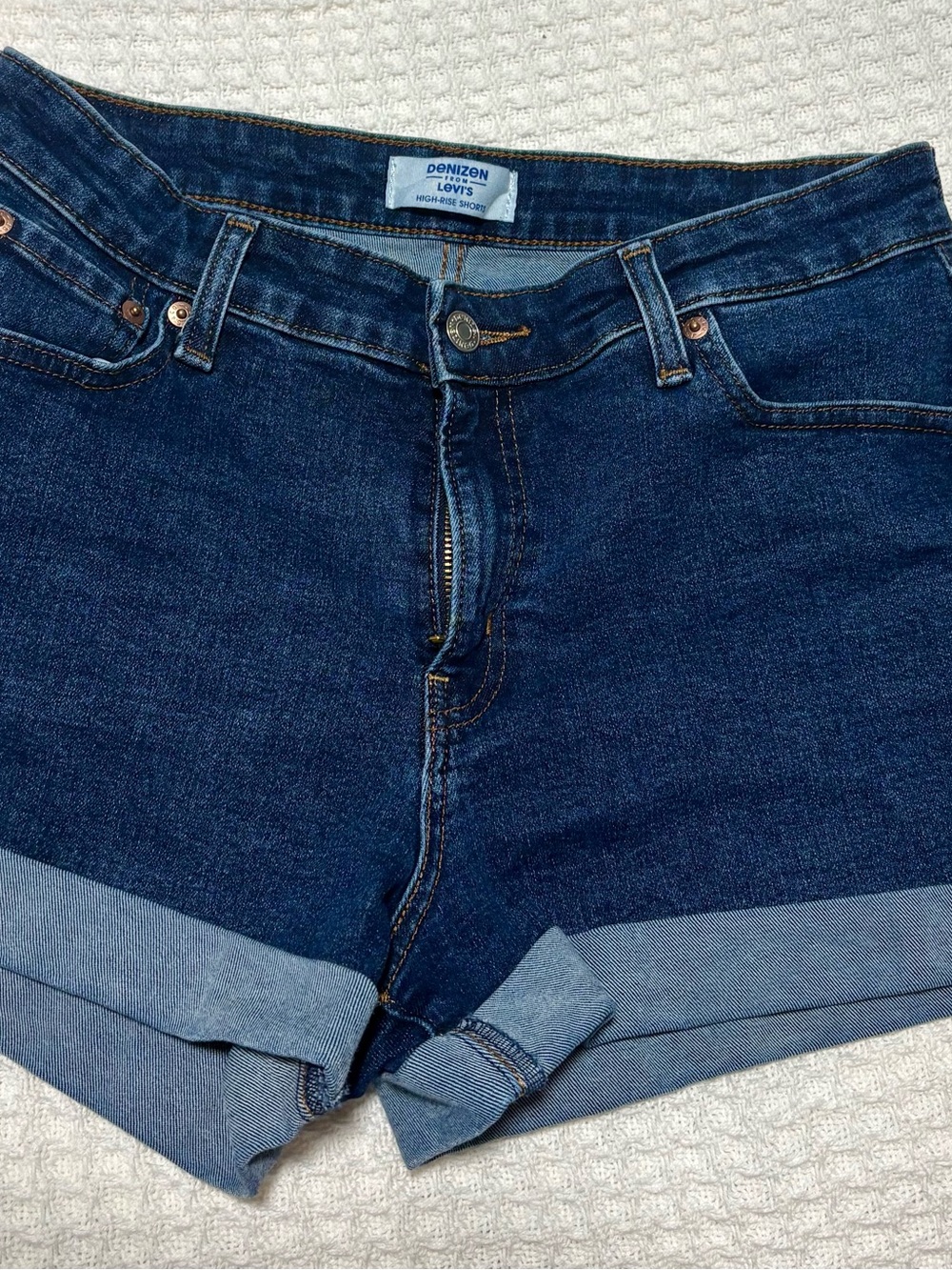 Levi's Denizen Dark Blue High-Rise Denim Shorts
